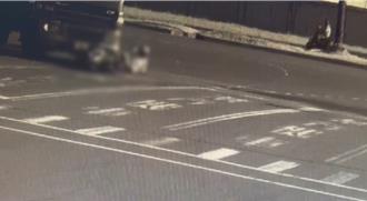 驚險畫面曝光！路口迴轉碰撞貨櫃車  騎士連滾帶爬險遭捲入