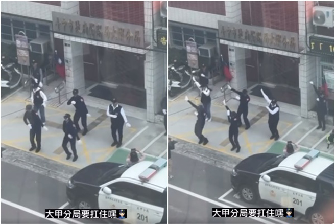警察也疯「科目三」！白手套、墨镜分局前齐跳，网笑：要扛住嘿。(翻摄脸书台湾讚警)
