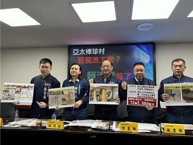 台南市议会国民党团爆料亚太棒球村是豆腐渣工程，南市府严正驳斥。(曹婷婷摄)