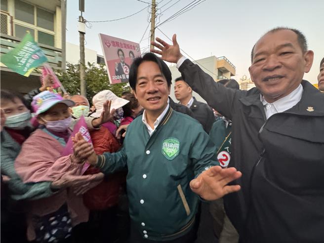 民进党总统候选人赖清德5日下午回防本命区，受到乡亲热情支持。（曹婷婷摄）