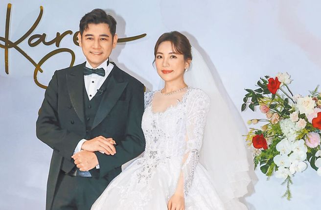 陈熙锋和老婆魏绮萱去年底补办婚礼。（粘耿豪摄）