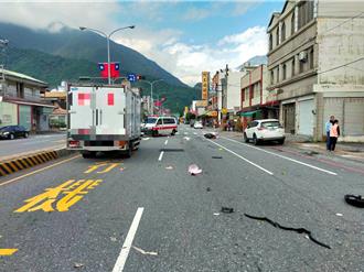 6旬婦騎車橫越2車道左轉 慘遭貨車撞擊拖行傷重不治