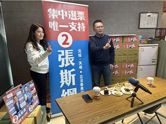 蓝白小鸡合体 民眾党「大学姐」助选张斯纲