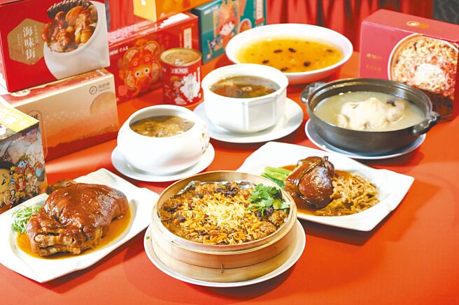 家乐福选出热销排行推荐，如冠军佳佳御品佛跳墙、海味街乌参佛跳墙、老协珍鲍鱼干贝佛跳墙、蔬食崇华齐佛跳墙等。（家乐福提供）