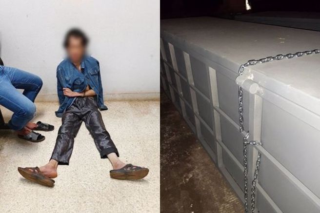 男子將鐵箱層層上鎖，並丟入池塘內，使父親與妹妹活活淹死。（圖／翻攝自民意報）  