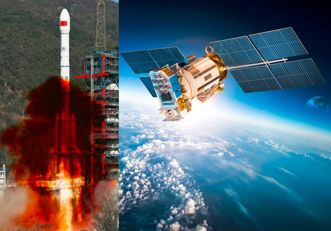 同样需要透过发射程序，但卫星与飞弹有绝大不同，国防部却将两者混淆，引发争议。（合成图／资料照、Shutterstock）