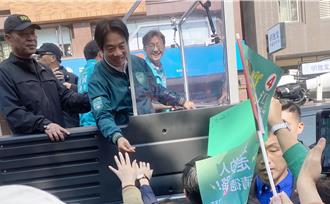 中六選區綠營江肇國由賴清德陪車掃 喊：出來投票一定會贏