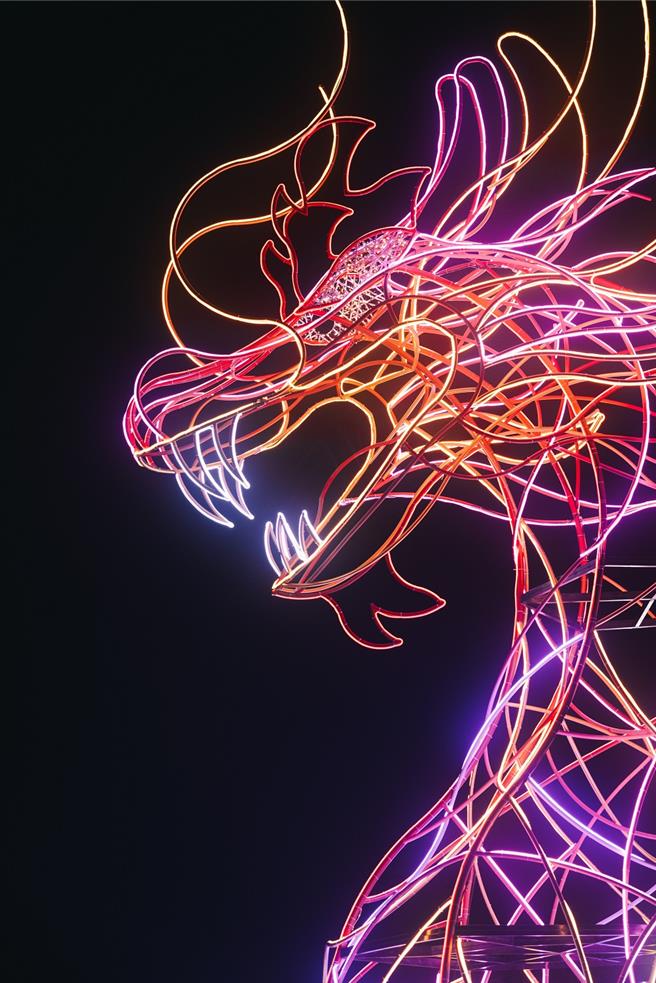 屏東縣民公園燈區-15公尺主燈「龍躍屏東」。(屏縣府提供)