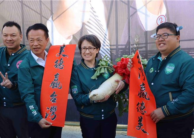 民進黨副總統候選人蕭美琴9日到嘉義縣，陪黨籍海區立委候選人蔡易餘車隊掃街。（呂妍庭攝）