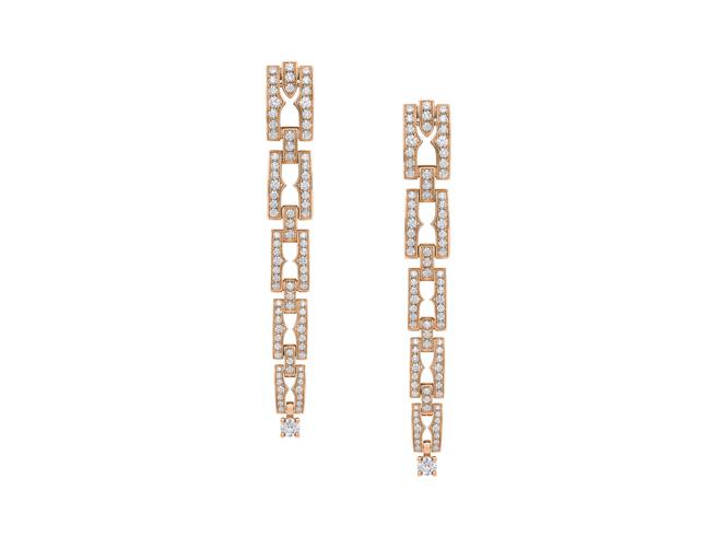 寶格麗B.ZERO1系列 玫瑰金鏤空鑽石耳環。（BVLGARI提供）