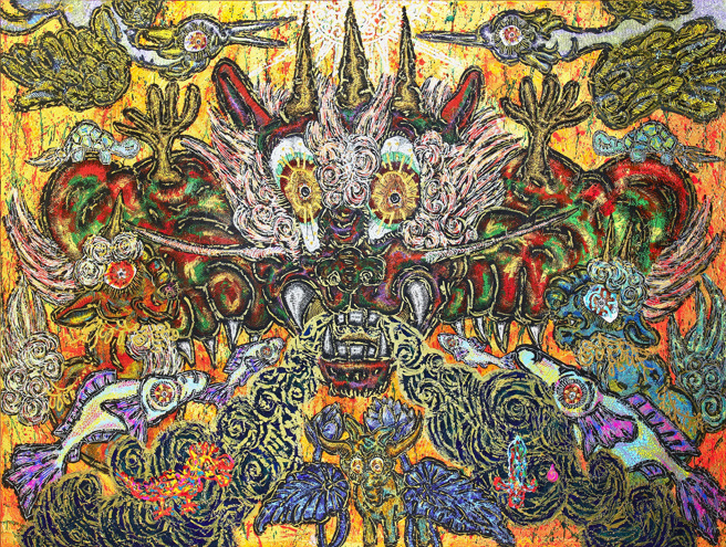 日本艺术家小松美羽的画作《世人皆可成龙》将制作成灯饰，让民眾近距离欣赏。（图／台北市观光传播局）
