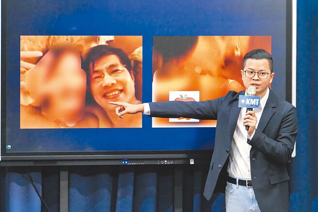 國民黨2024競選發言人凌濤9日公布「羅致政最新高畫質爆料」影片截圖內容，呼籲檢調單位應立即勘驗畫面並公布調查報告。（郭吉銓攝）