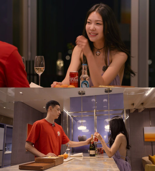 曹旻志在第8集中穿上性感裸背睡衣，尺度太大引起讨论，但节目金PD表示，有检查过且在可接受范围。（图／摘自Netflix）