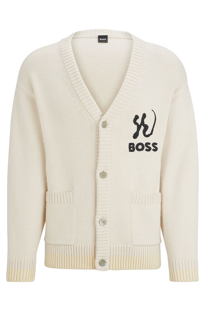 BOSS龍年限定系列白色開襟針織外套，1萬3400元。（BOSS提供真）