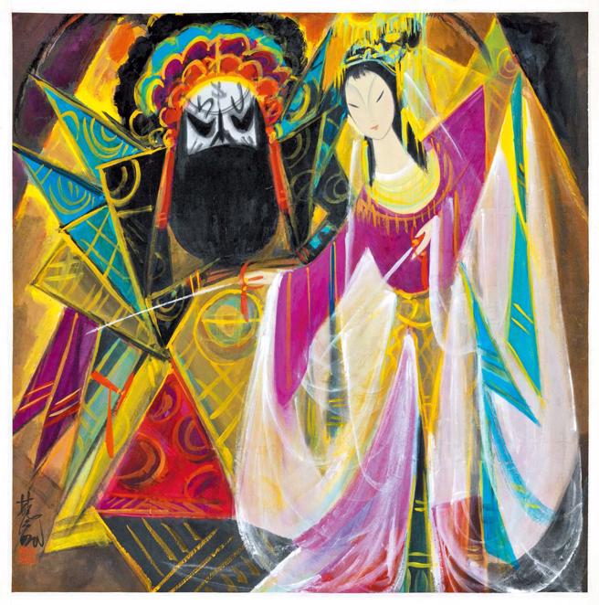 民国林风眠〈红顏将军〉取材京剧「霸王别姬」，是翰墨空间「情为何物」应景选件。（图∕故宫南院提供）

