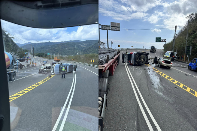 今（12）日下午13時許接獲報案，於台9線406.8公里處發生交通事故。（翻攝臉書社團台東臉書災害通報）