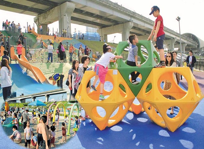 三重「熊猴森樂園」，陸、海設施免費玩。（圖／新北市三重區公所提供）