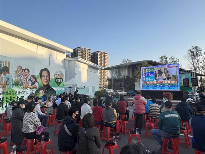 赖清德台南竞总聚集许多支持者。（曹婷婷摄）