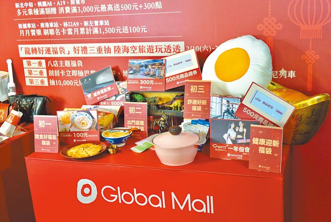 Global Mall春节檔期推近2000个福袋、总价值500万元，最大奖祭出「陆海空旅游」。（Global Mall提供）