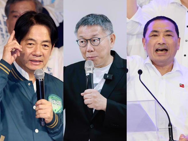 左起為總統候選人賴清德、柯文哲、侯友宜。（資料照片）