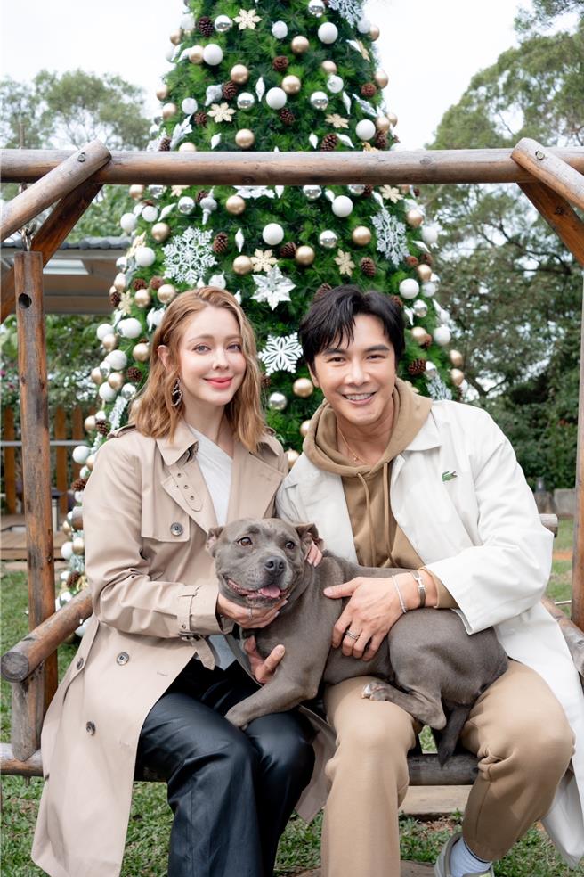 安妮（左）與謝佳見溫柔與毛小孩互動。（親善動物保護協會提供）