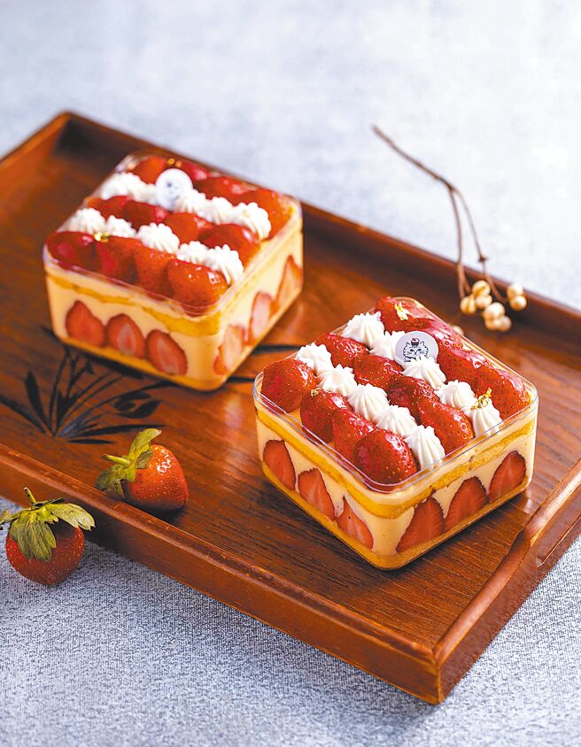 「後媽家」推出的「草莓盒子」，可飽嘗12顆鮮紅欲滴的草莓。（後媽家HOME MOM Bakery提供）