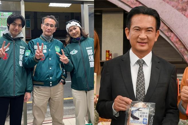 林俊宪（右图）今出席记者会，力讚好友郑运鹏（左图中）的儿子德德帅气逼人。（翻摄自郑运鹏脸书、三立提供）