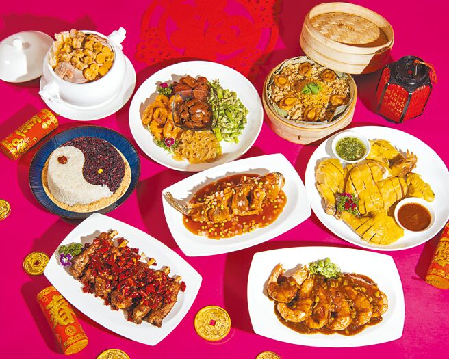 台北遠東香格里拉上海醉月樓推出的6人份滬式外帶年菜。（台北遠東香格里拉提供）