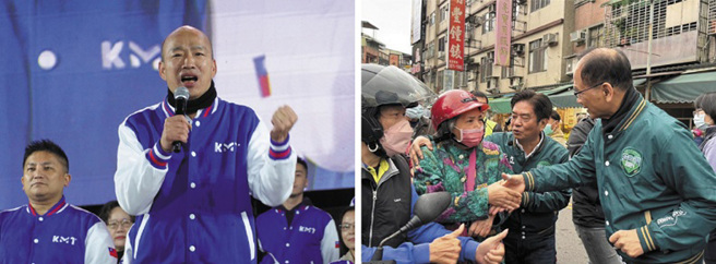 國民黨不分區立委當選人韓國瑜(左圖)、立法院長游錫堃（右圖）誰能坐上立院龍頭寶座，引發關注。(本報系資料照、吳琪銘辦公室提供／劉瑋晴新北傳真)