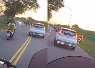 青春感十足？帥氣女三寶超車「突想越野」 雙腳大開直奔草皮