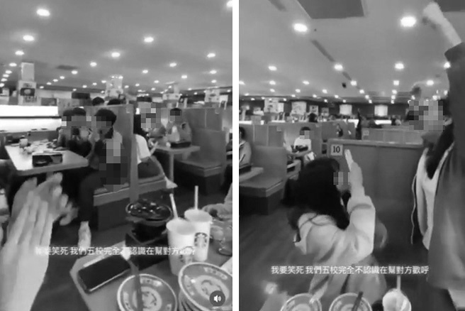 5所不同學校高中生在藏壽司用餐，彼此不認識卻突然一同起鬨還上傳到threads，讓網友大罵「猴子出籠」。(圖／Dcard)