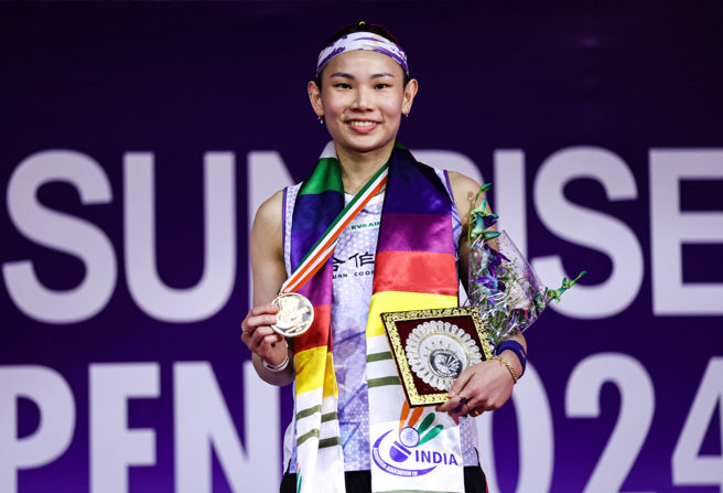 戴资颖摘下2024印度羽球公开赛女单冠军。（Badminton Photo提供）