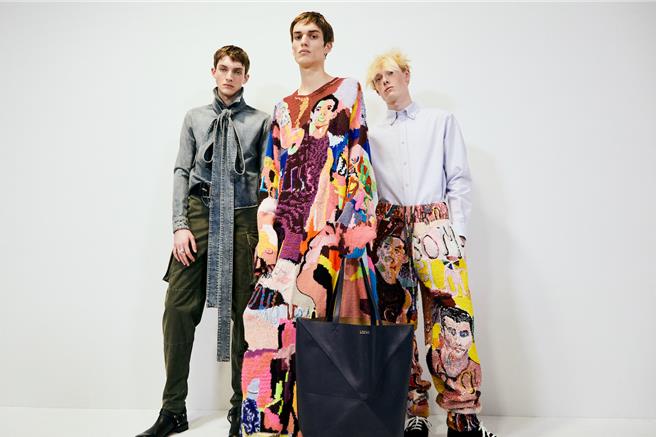 Loewe 2024秋冬男裝，充滿媒體文化中的名人流行風格。（Loewe提供／黃唯淯台北傳真）