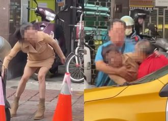 拿三角錐當武器 美魔女槓上運將！「他伸手一擋」網全歪樓了