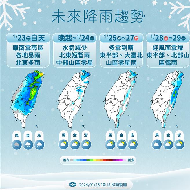 未来降雨趋势。（中央气象署提供／蔡亚桦台北传真）