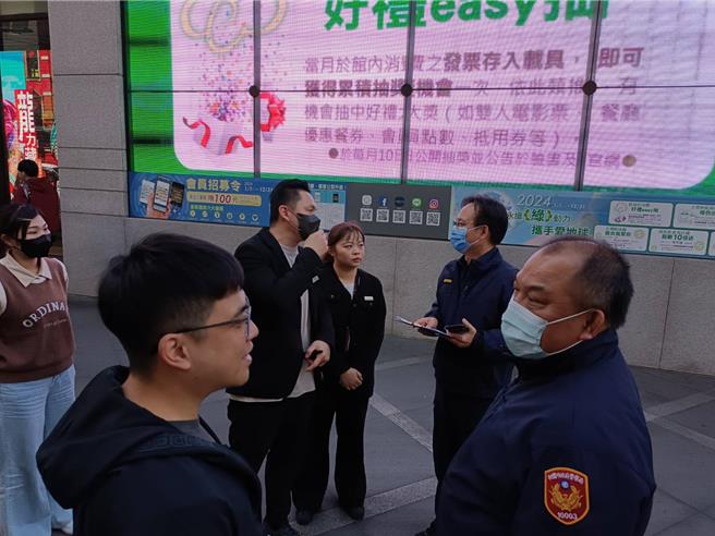 桃園分局實地至轄內火車站、百貨、景福宮等地點，和地方會勘協調。(警方提供／蔡依珍桃園傳真)