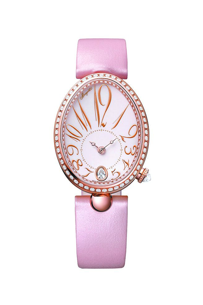 寶璣那不勒斯Reine de Naples 8918系列珠寶表，粉紅色表帶款123萬6000元。（Breguet提供）