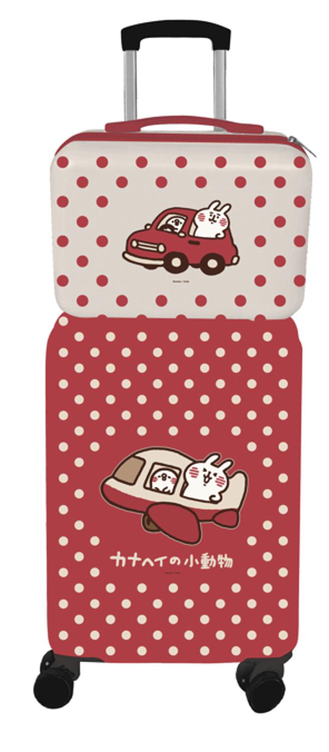 14吋卡娜赫拉的小動物聯名手提箱，於量販通路單筆購買葉黃素精華凍系列商品任3件可獲得一只，美妝通路購買三件加上登錄發票即可獲得。還可與20吋行李箱搭配成為子母箱，吸睛度十足！（白蘭氏提供／朱世凱台北傳真）