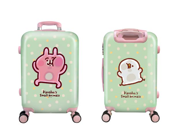 MOMO獨家限定款卡娜赫拉的小動物20吋行李箱，凡買白蘭氏黑醋栗加金盞花葉黃素精華飲 66入，即可獲得一只（雙面設計可愛大加分），數量有限贈完為止。（白蘭氏提供／朱世凱台北傳真）