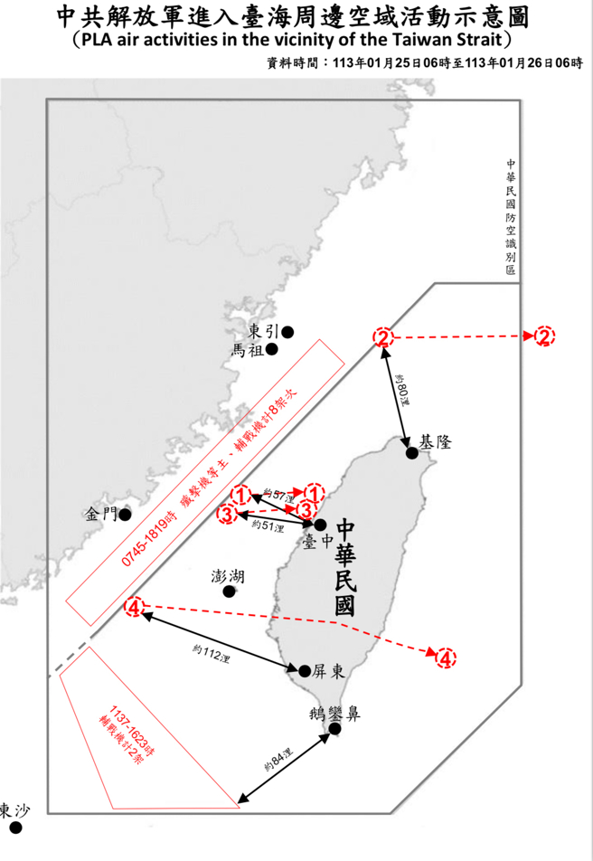 14共機、艦擾台！4枚「探空氣球」越中線，1枚直穿台灣本島。(國防部提供)