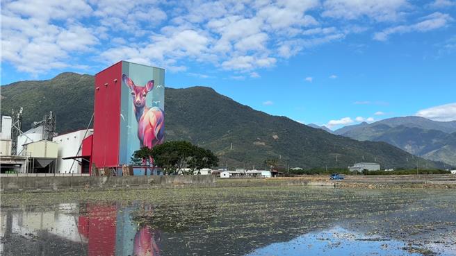 台东县关山镇巨鹿壁画《心之地》，是艺术家何彦霖参加纵谷大地艺术季作品。（蔡旻妤摄）