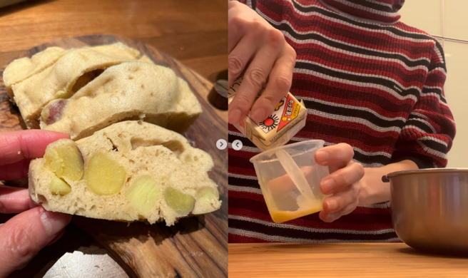 工藤静香做菜片中，双手被酸民形容像是老奶奶。（图／摘自工藤静香Instagram）