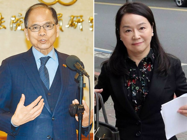 立法院长游锡堃 （左）与广播节目主持人周玉蔻（右）日前因游是否该为没有选上下届院长辞职一事争论不休。（合成图，中时资料照）