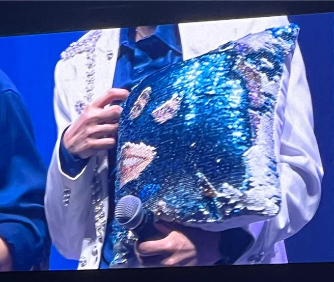 成员们调皮将抱枕上利特的脸用搞笑的模样。（读者提供）