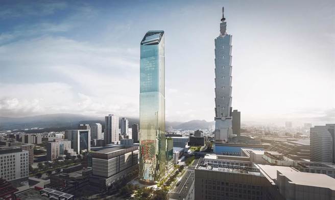 Taipei Sky Tower的3D模拟图。（硕河开发提供）