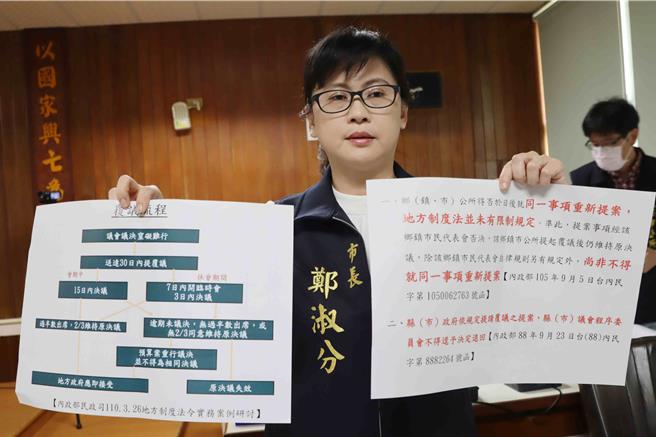 太保市长郑淑分表示公所已依相关法令将「太保市建筑工地临时税」提案送代表会。（吕妍庭摄）