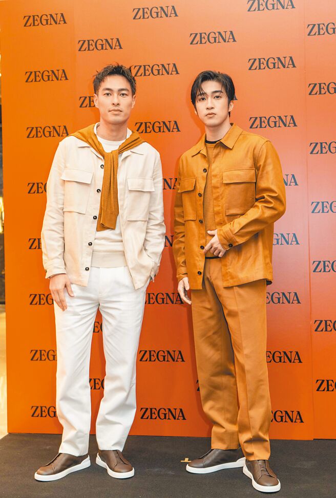 楊祐寧（左）與婁峻碩出席Zegna101旗艦店開幕活動。（Zegna提供）