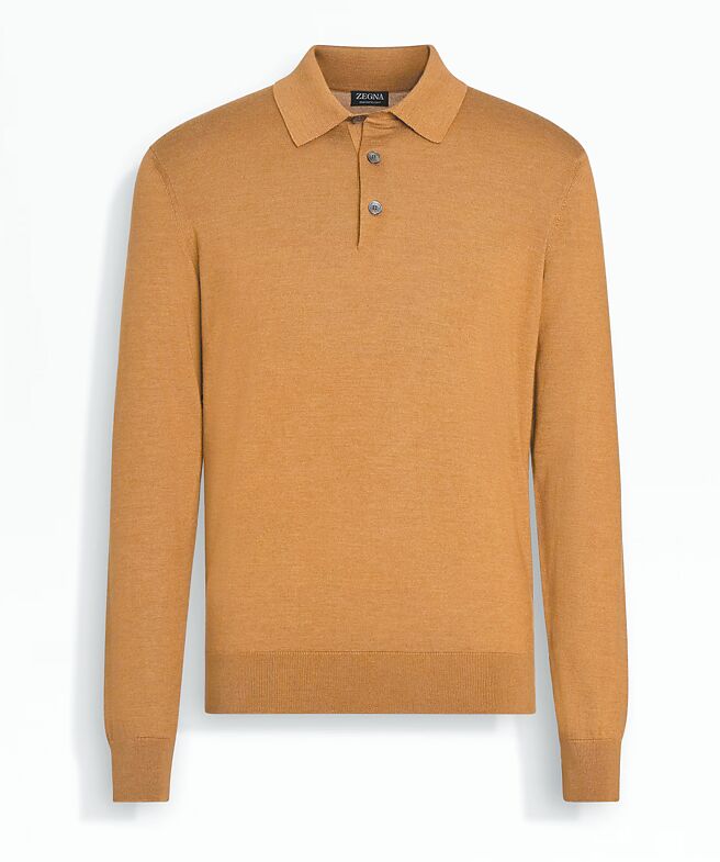 Zegna駱馬紅棕色 Cashseta Light Polo衫。（Zegna提供）