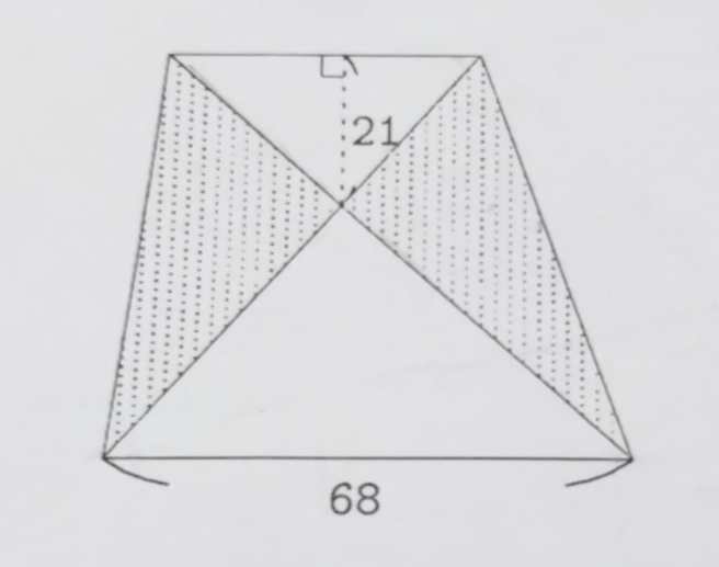 医师分享小学五年级儿子的数学题，算出梯形阴影面积，难倒网友。 （翻摄自臭宝爸 - 儿科陈敬伦医师 FB）
