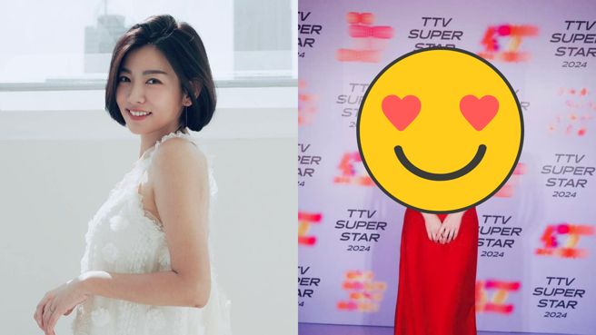 米可白首尝试红礼服。（图／翻摄自米可白脸书）